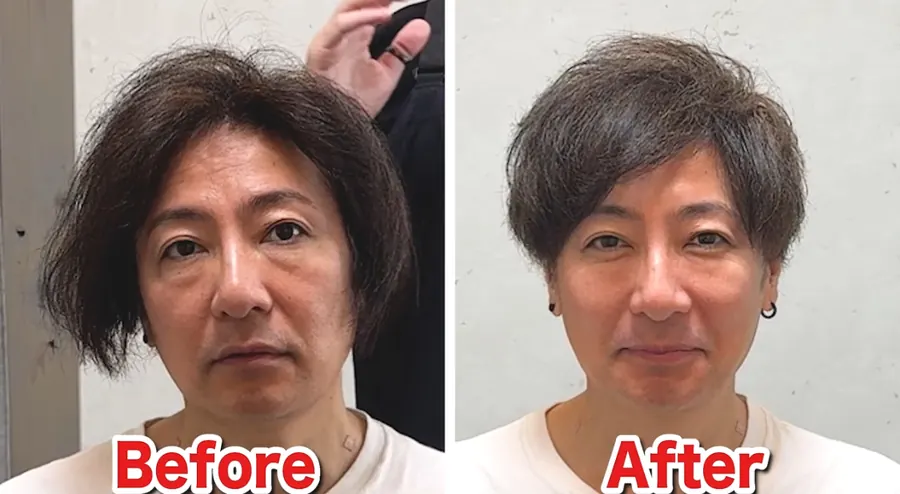 細軟髮扁塌、沒有份量的男生剪髮前後對照