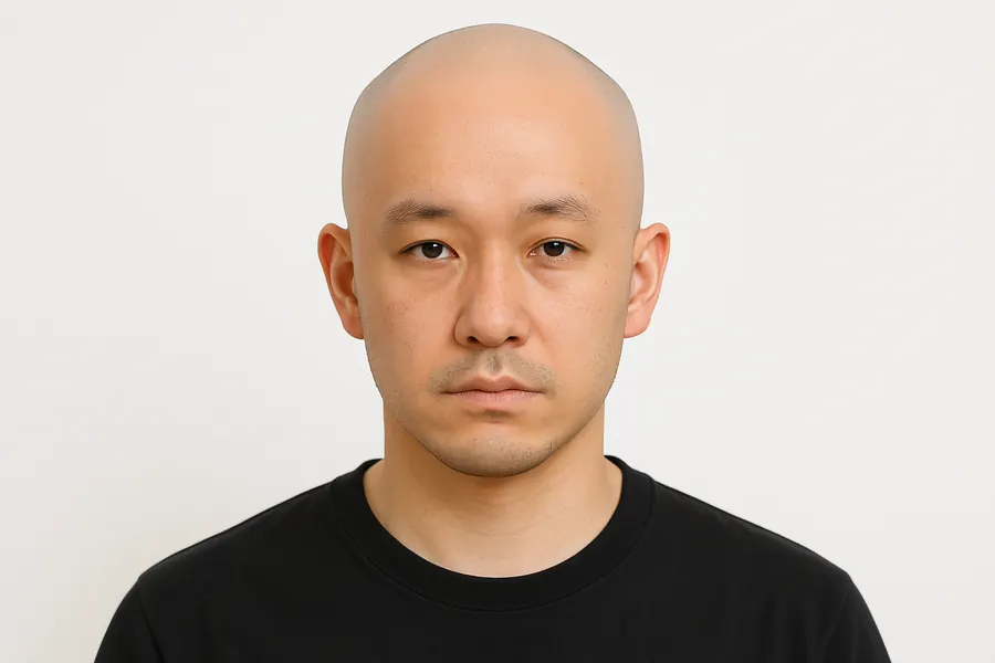 剃光頭的男性